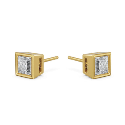 1 ct Frame Princess Lab Grown Brilliant Solitaire Studs