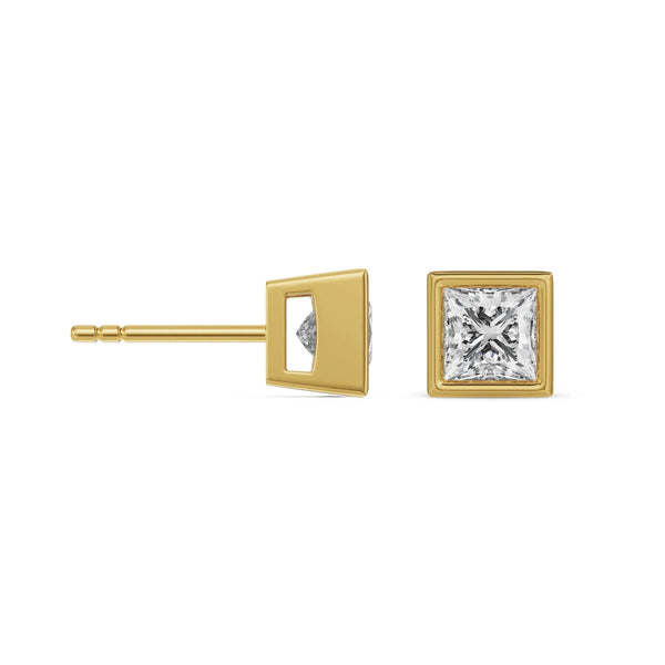 1.5 ct Frame Princess Lab Grown Brilliant Solitaire Studs