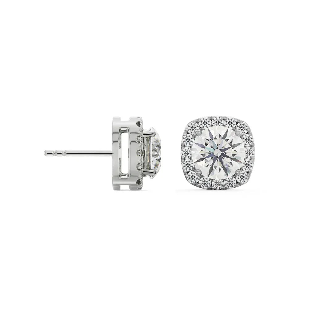 Tisha Halo Circular Lab Grown Radiant Studs