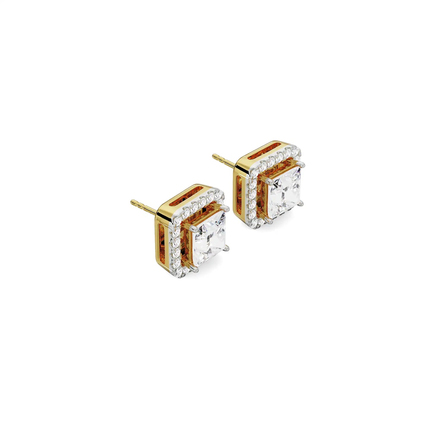 0.50 CT Princess Frame Lab Brilliant Ear Stud