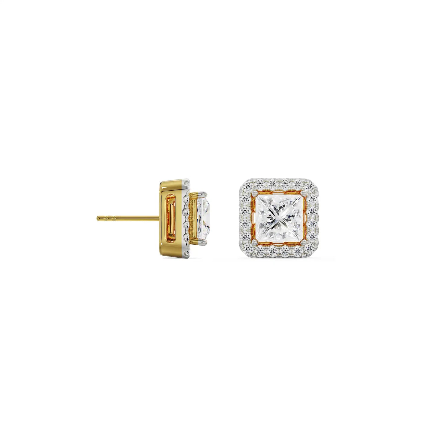 0.50 CT Princess Frame Lab Brilliant Ear Stud