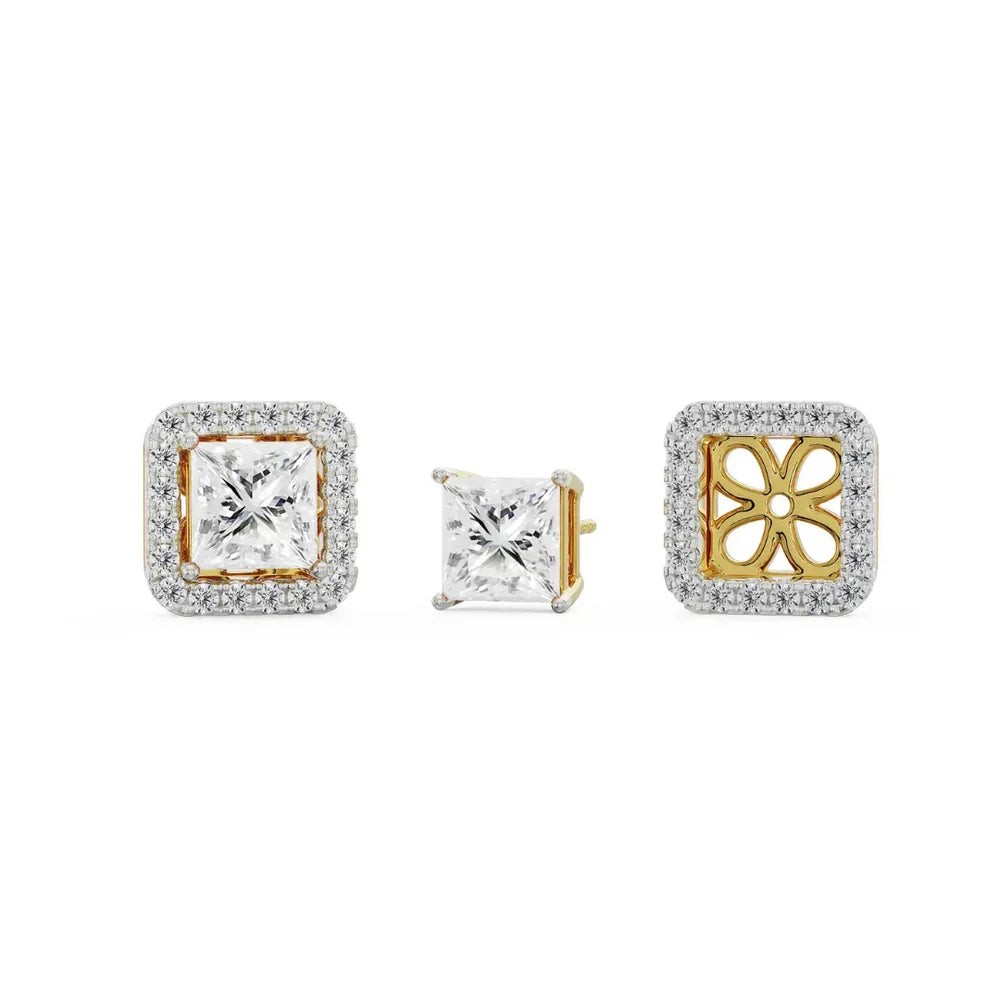0.50 CT Princess Frame Lab Brilliant Ear Stud
