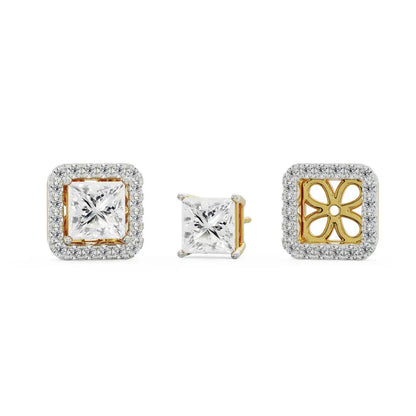 1 ct Princess Frame Lab Radiant Stud