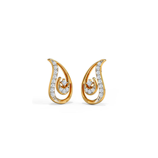 Paisley Spiral Diamond Stud Earrings