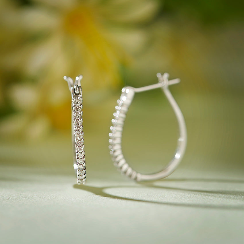 Coral Diamond Hoop Earrings