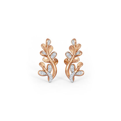 Alicia Leaf Diamond Stud Earrings