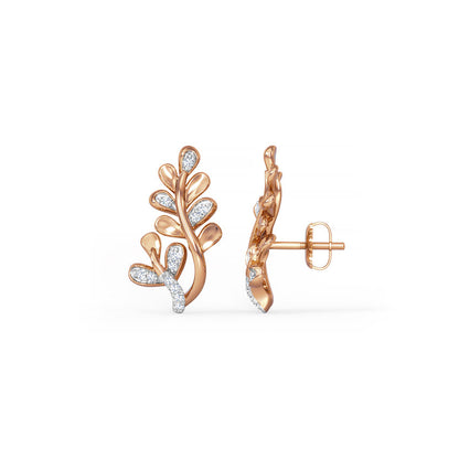 Alicia Leaf Diamond Stud Earrings