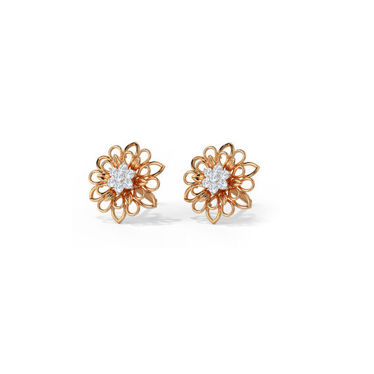 Graceful Petals Diamond Stud Earrings