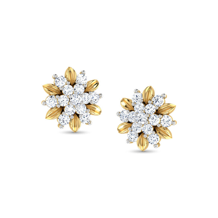 Golden Bloom Diamond Stud Earrings