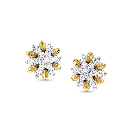 Golden Bloom Diamond Stud Earrings