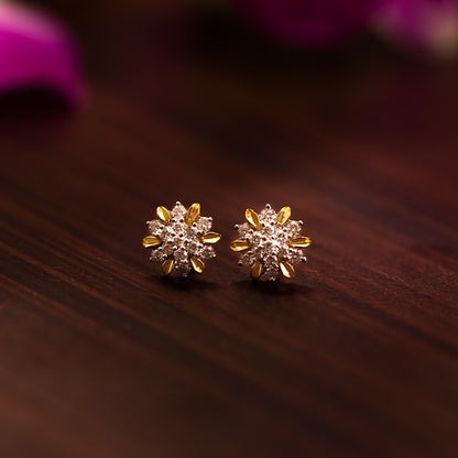 Golden Bloom Diamond Stud Earrings