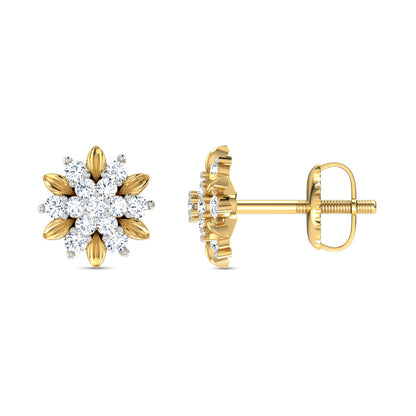 Golden Bloom Diamond Stud Earrings