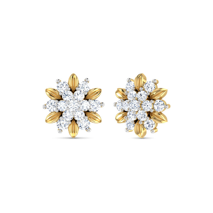 Golden Bloom Diamond Stud Earrings