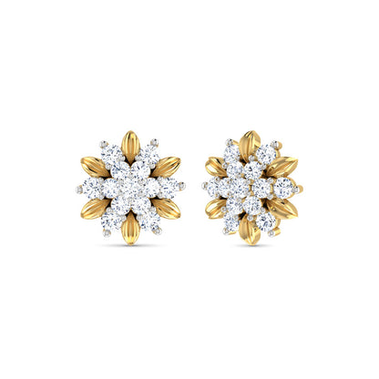 Golden Bloom Diamond Stud Earrings