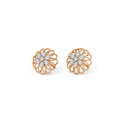 Twirling Blossom Diamond Stud Earrings