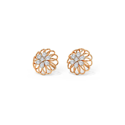 Twirling Blossom Diamond Stud Earrings