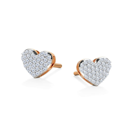 Sparkling Heart Diamond Studs