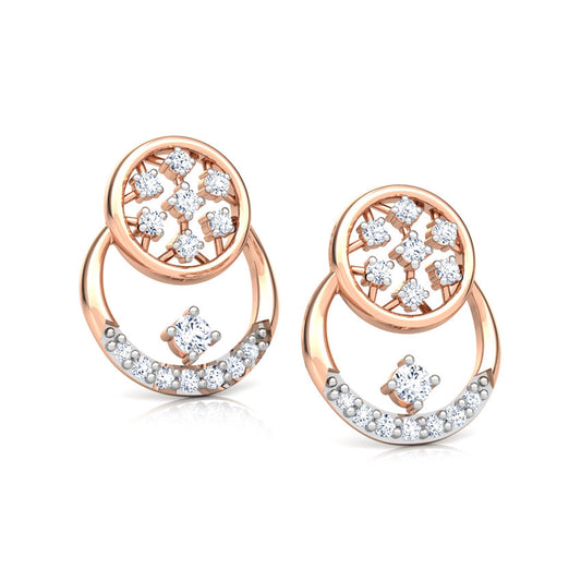 Overlaid Cluster Diamond Stud Earrings