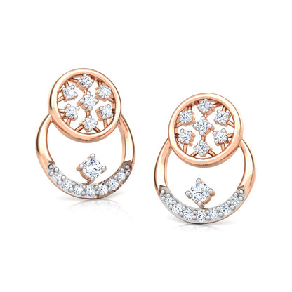 Overlaid Cluster Diamond Stud Earrings