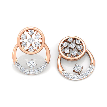 Overlaid Cluster Diamond Stud Earrings