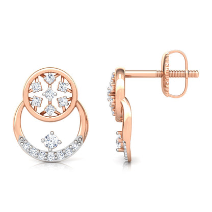 Overlaid Cluster Diamond Stud Earrings
