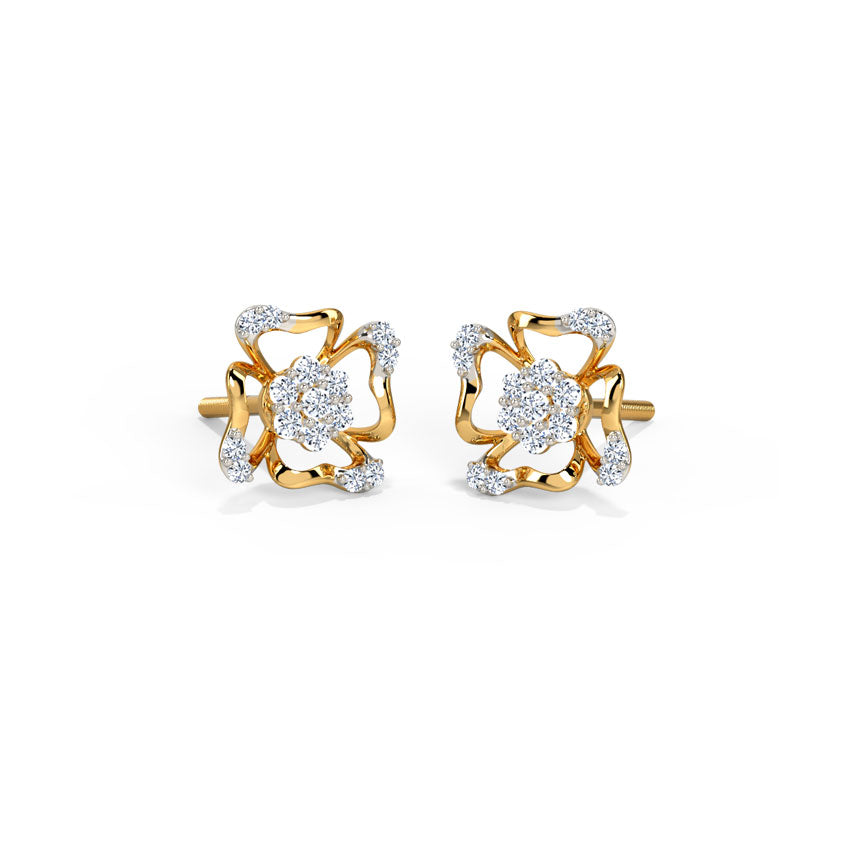 Petite Floral Diamond Stud Earrings
