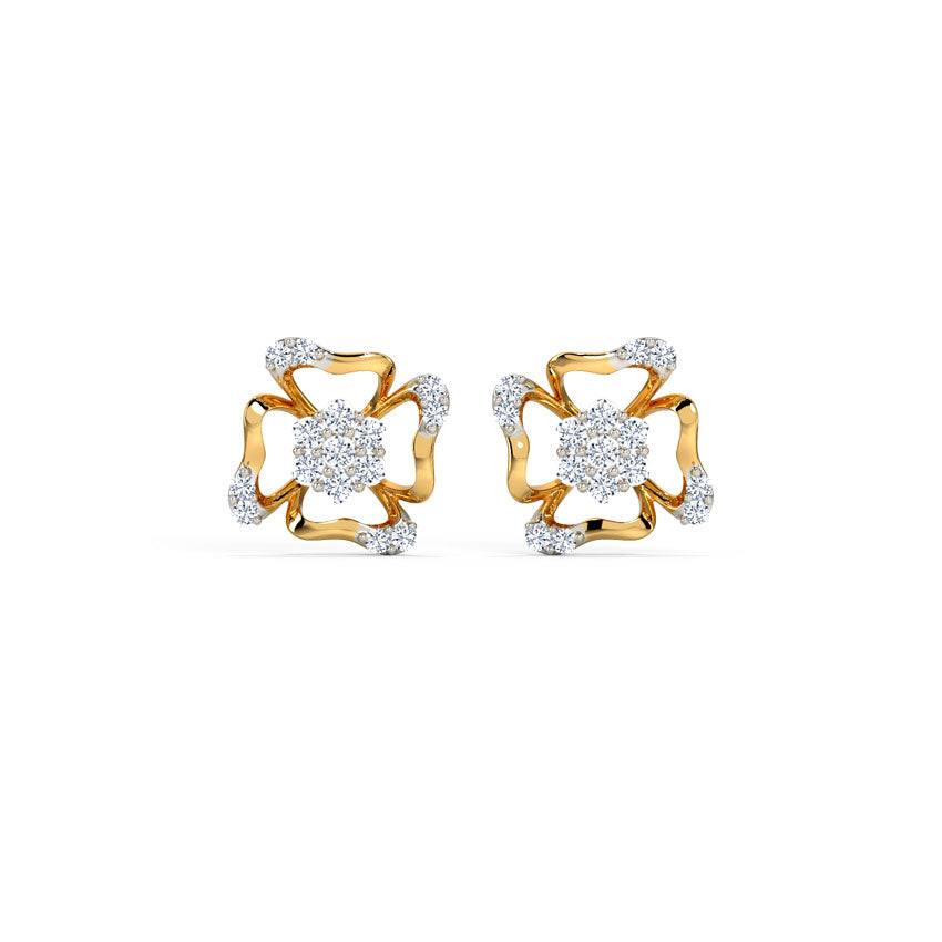 Petite Floral Diamond Stud Earrings