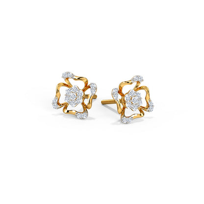 Petite Floral Diamond Stud Earrings