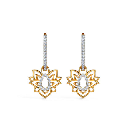 Lotus Loop Diamond Hoop Earrings