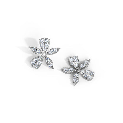 Asymmetrical Bloom Diamond Stud Earrings