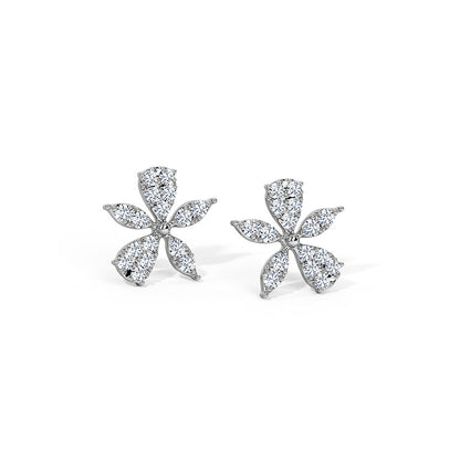 Asymmetrical Bloom Diamond Stud Earrings