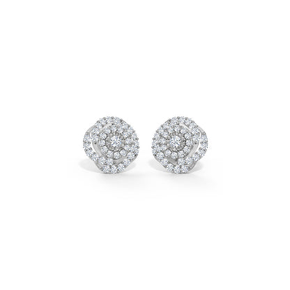 Spiraled Cluster Diamond Stud Earrings