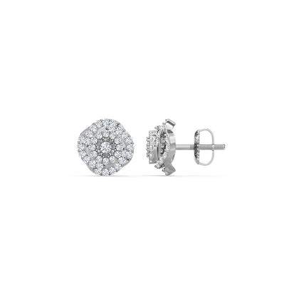 Spiraled Cluster Diamond Stud Earrings