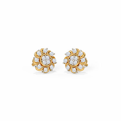 Lotus Bloom Diamond Stud Earrings