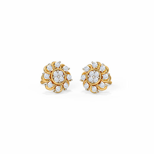 Lotus Bloom Diamond Stud Earrings