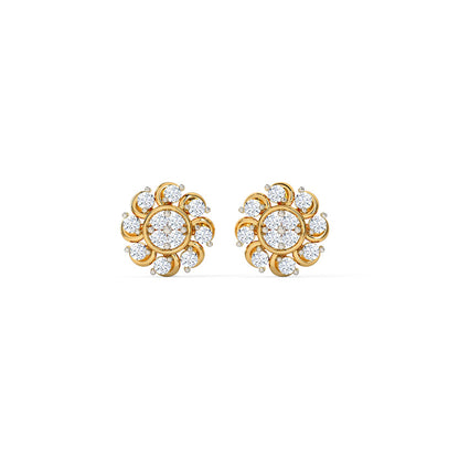 Lotus Bloom Diamond Stud Earrings