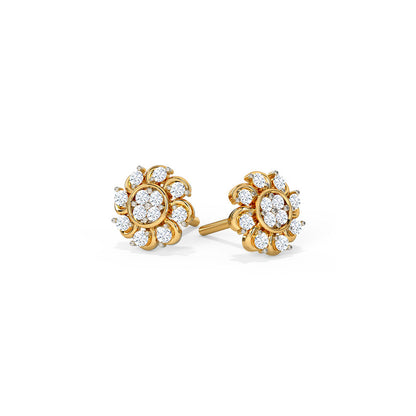 Lotus Bloom Diamond Stud Earrings