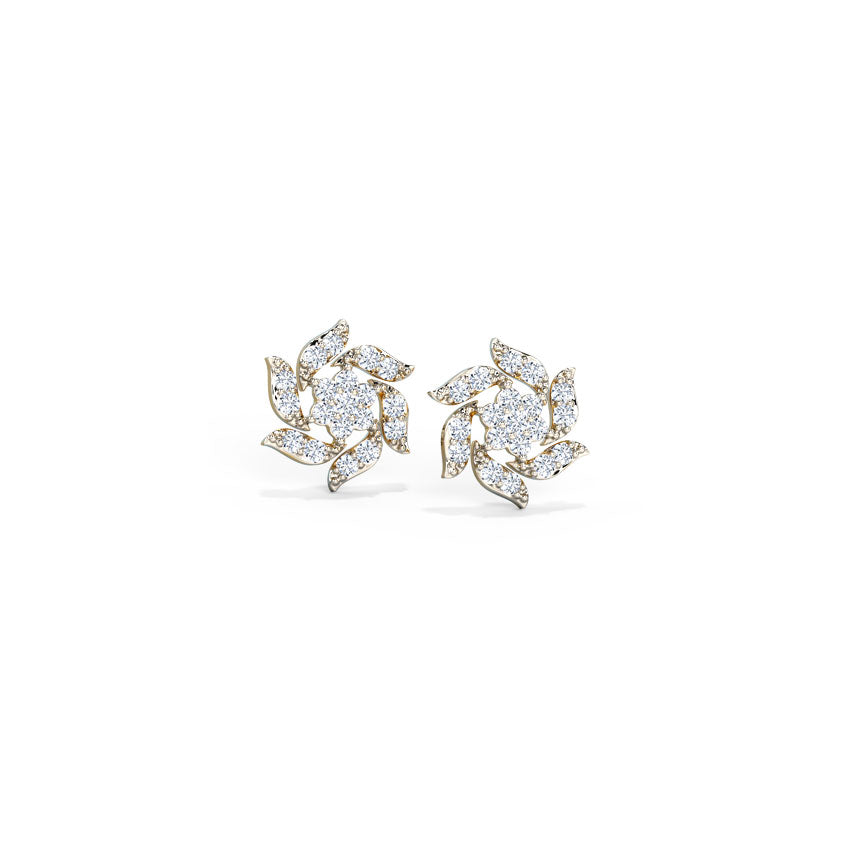 Floral Diamond Stud Earrings
