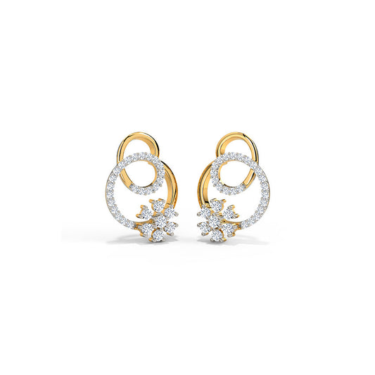 Looped Floret Diamond Stud Earrings