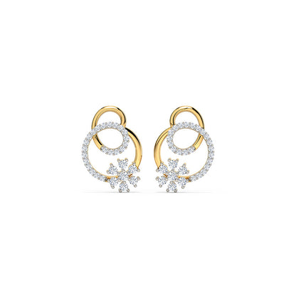 Looped Floret Diamond Stud Earrings