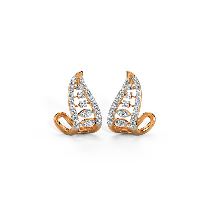 Glittering Curve Diamond Hoop Earrings
