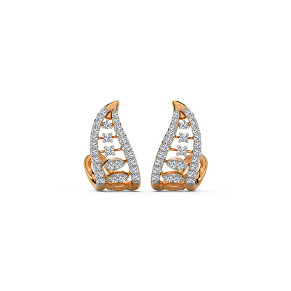 Glittering Curve Diamond Hoop Earrings