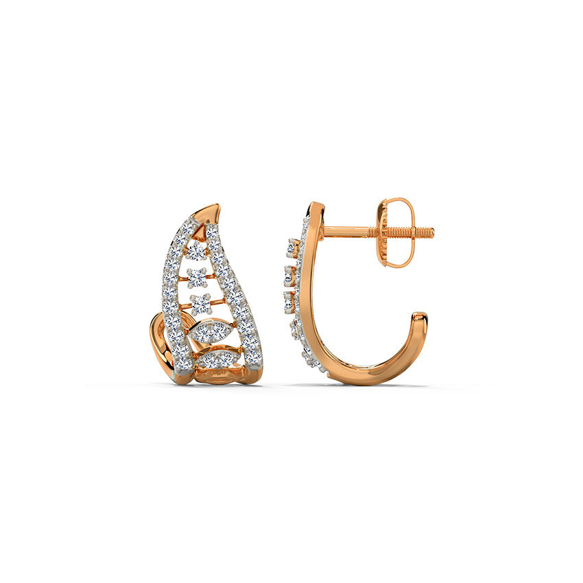 Glittering Curve Diamond Hoop Earrings