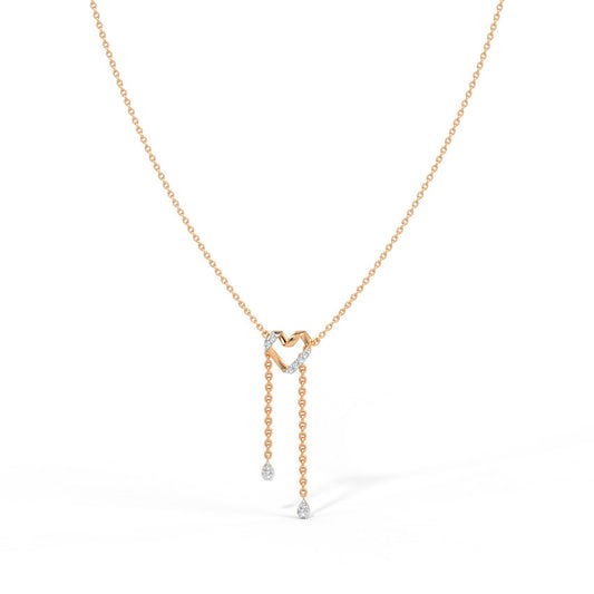 Swirling Heart Diamond Lariat Necklace