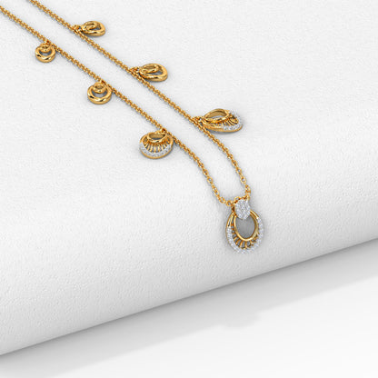 Floating Oval Diamond Necklace