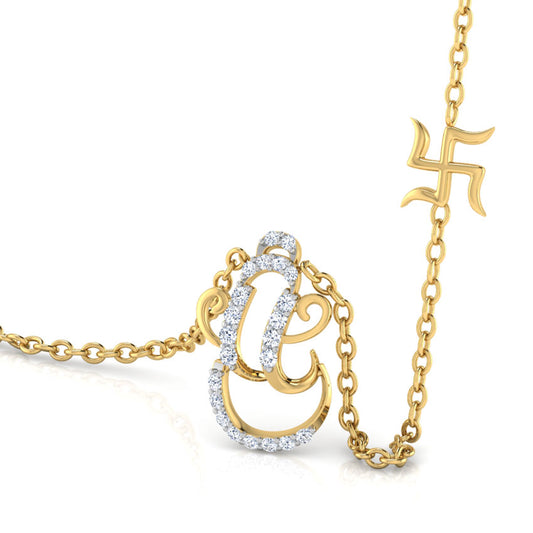 Ganesh And Swastik Diamond Necklace