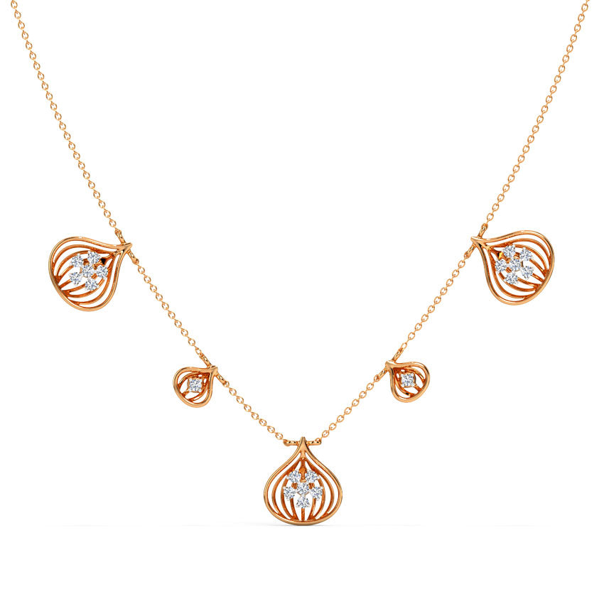 Meshed Pear Station Diamond Necklace