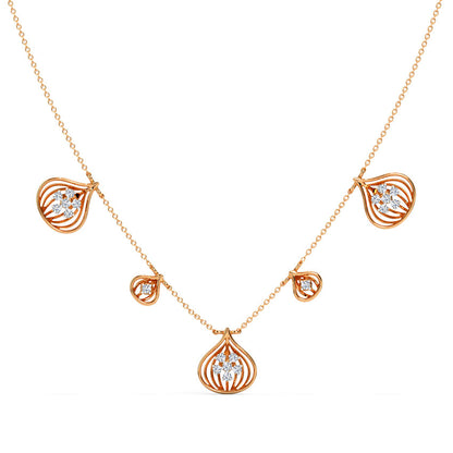 Meshed Pear Station Diamond Necklace