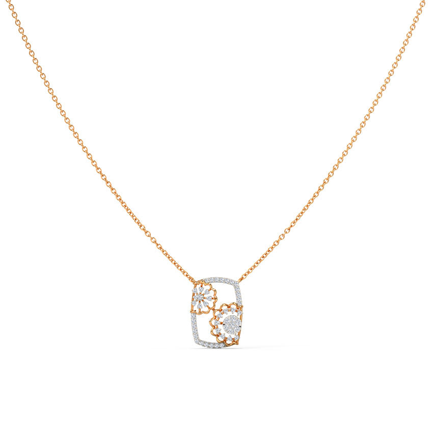 Flowery Mesh Diamond Necklace