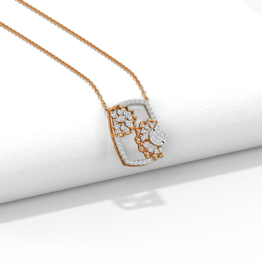 Flowery Mesh Diamond Necklace